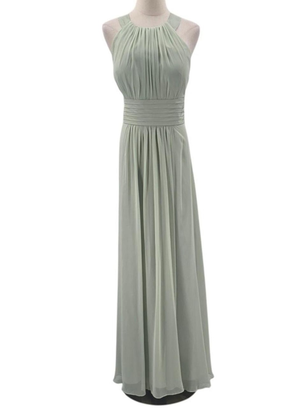 Halter Pleated Maxi Dress in Sage Green